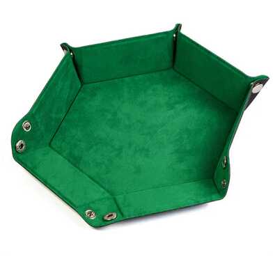 Foam Brain - Leatherette & Velvet Dice Tray (Emerald Hex)