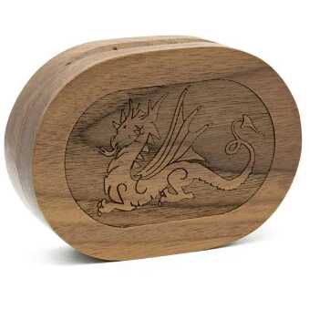 Foam Brain - Dragon - Walnut Wood Dice Box (Oval)