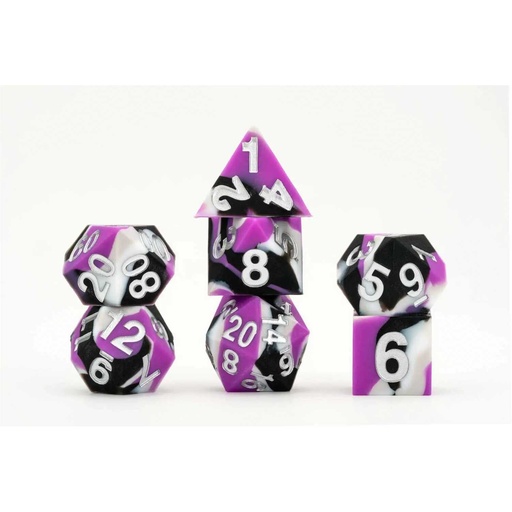 [MTD_7501] 16mm Sharp Edge Silicone Rubber Poly Dice Set: Pride: Asexual