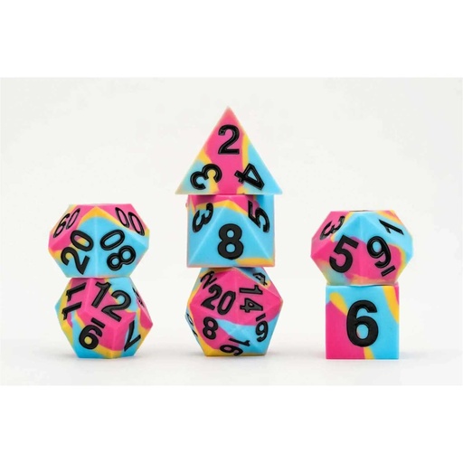 [MTD_7507] 16mm Sharp Edge Silicone Rubber Poly Dice Set: Pride: Pansexual